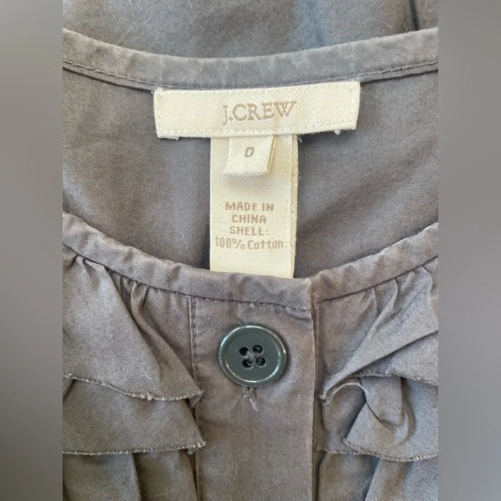 J. Crew Women's Carly Short Sleeve Tier‎ Ruffle Dress Size 0 Gray 100% Cotton